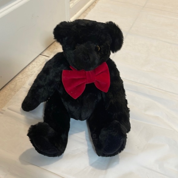 Vermont Teddy Bear Other - Vermont Teddy Bear Plush Black with Red Bow 16" fully jointed arms legs head USA
